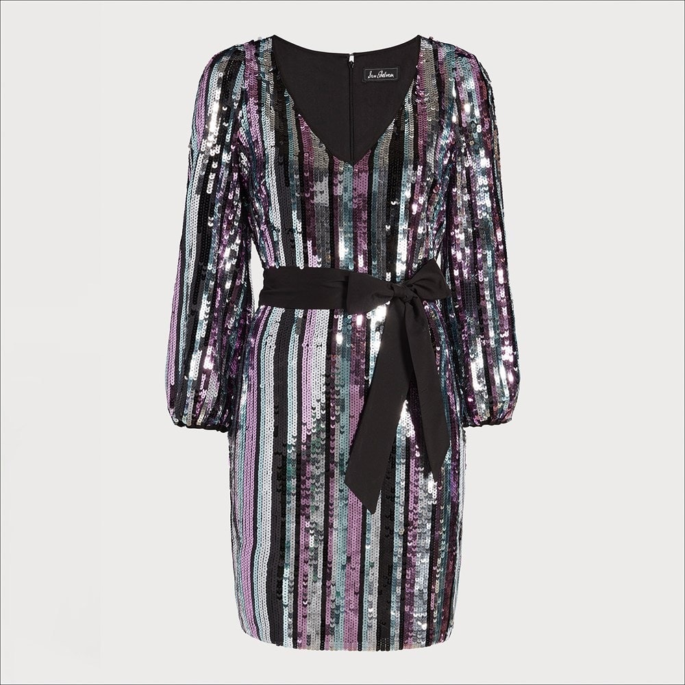 Sam Edelman Multicolor Sequin Dress with Black Sash